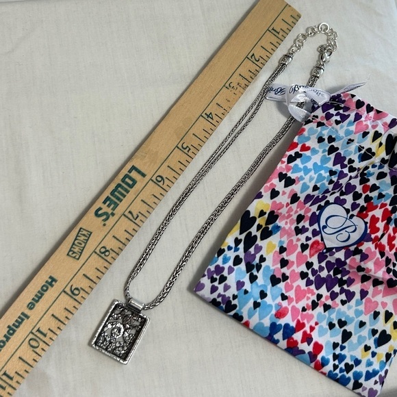 Brighton Deco Lace Necklace Silver Plated Scroll Design Double Chain & Cloth Bag - Picture 8 of 9